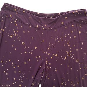 Soma Cool Nights Pajama Pants Medium Wide Leg Purple Gold Stars Moon Celestial
